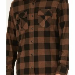 Brothers & Sons Men's Large Jacquard Plaid Button-Down Western Shirt  Brown -Brothers + Sons shop 2000375556 200 P3