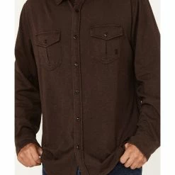 Brothers & Sons Men's Solid Pigment Slub Button-Down Western Shirt  Dark Brown -Brothers + Sons shop 2000375557 201 P3
