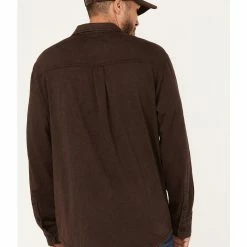 Brothers & Sons Men's Solid Pigment Slub Button-Down Western Shirt  Dark Brown -Brothers + Sons shop 2000375557 201 P4
