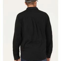 Brothers & Sons Men's Solid Pigment Slub Button-Down Western Shirt  Black -Brothers + Sons shop 2000375558 001 P4