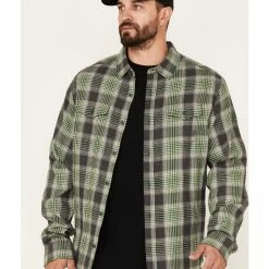Brothers & Sons Men's Plaid Print Long Sleeve Button-Down Shirt Green