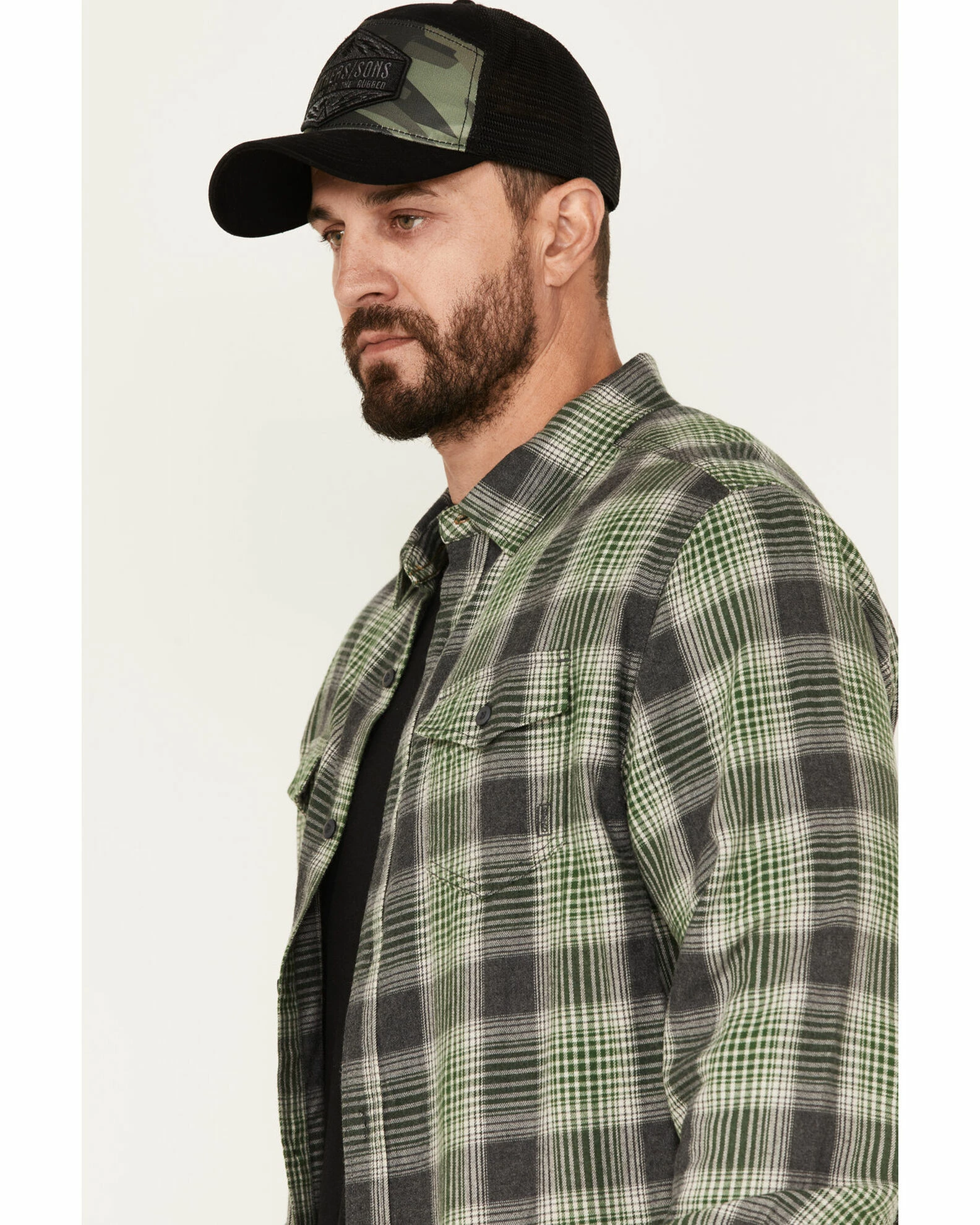 Brothers & Sons Men's Plaid Print Long Sleeve Button-Down Shirt Green 4 Brothers & Sons Men's Plaid Print Long Sleeve Button-Down Shirt Green - Image 2