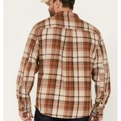 Brothers & Sons Men's Plaid Print Long Sleeve Button-Down Shirt Dark Brown -Brothers + Sons shop 2000381327 201 P4