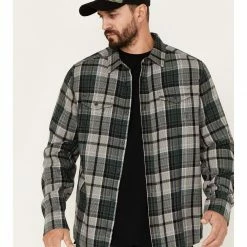 Brothers & Sons Men's Plaid Print Long Sleeve Button-Down Shirt Charcoal