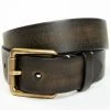 Brothers & Sons Brother & Sons Men's Black Distressed Leather & Brass Buckle Belt -Brothers + Sons shop 2000381503 001 P1