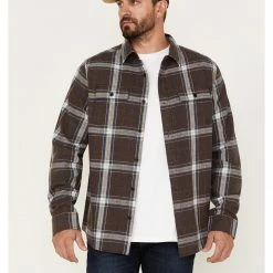 Brothers & Sons Men's Everyday Plaid Print Long Sleeve Button-Down Flannel Shirt Dark Brown -Brothers + Sons shop 2000381530 201 P1 1