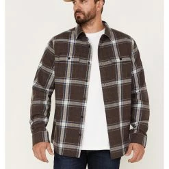 Brothers & Sons Men's Everyday Plaid Print Long Sleeve Button-Down Flannel Shirt Dark Brown