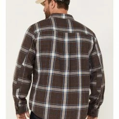 Brothers & Sons Men's Everyday Plaid Print Long Sleeve Button-Down Flannel Shirt Dark Brown -Brothers + Sons shop 2000381530 201 P4
