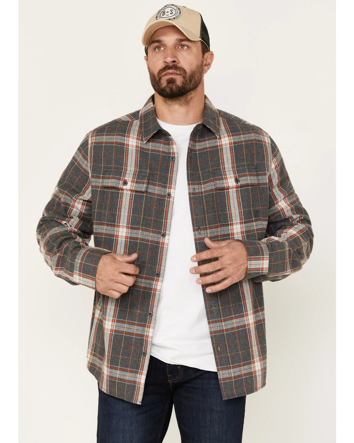 Brothers & Sons Men's Everyday Plaid Print Long Sleeve Button-Down Flannel Shirt Charcoal 7 Brothers & Sons Men's Everyday Plaid Print Long Sleeve Button-Down Flannel Shirt Charcoal - Image 5