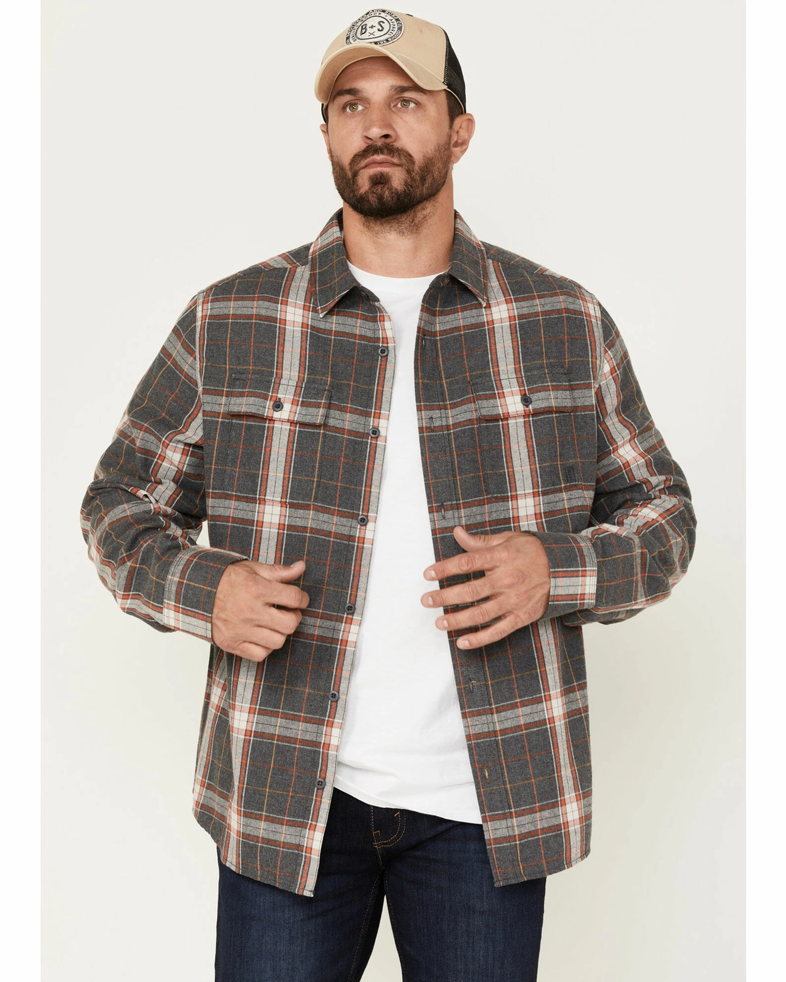 Brothers & Sons Men's Everyday Plaid Print Long Sleeve Button-Down Flannel Shirt Charcoal 3 Brothers & Sons Men's Everyday Plaid Print Long Sleeve Button-Down Flannel Shirt Charcoal