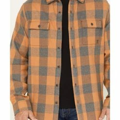 Brothers & Sons Men's Buffalo Checkered Print Long Sleeve Button-Down Western Shirt Camel -Brothers + Sons shop 2000381532 290 P3