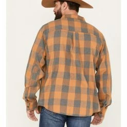 Brothers & Sons Men's Buffalo Checkered Print Long Sleeve Button-Down Western Shirt Camel -Brothers + Sons shop 2000381532 290 P4