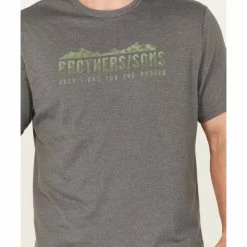 Brothers & Sons Men's Tonal Green Mountains Graphic Short Sleeve T-Shirt Charcoal -Brothers + Sons shop 2000381670 022 P3